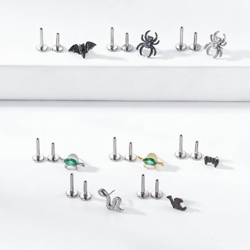 TOMIDES 1pcs G23 Titanium Flat Back Earrings Studs 16g F136 Implant Grade Titanium Labrets Press Fit Threadless Push In Dainty Cartilage Helix Conch Lobe Lip Tragus Piercing Jewelry - Image 3
